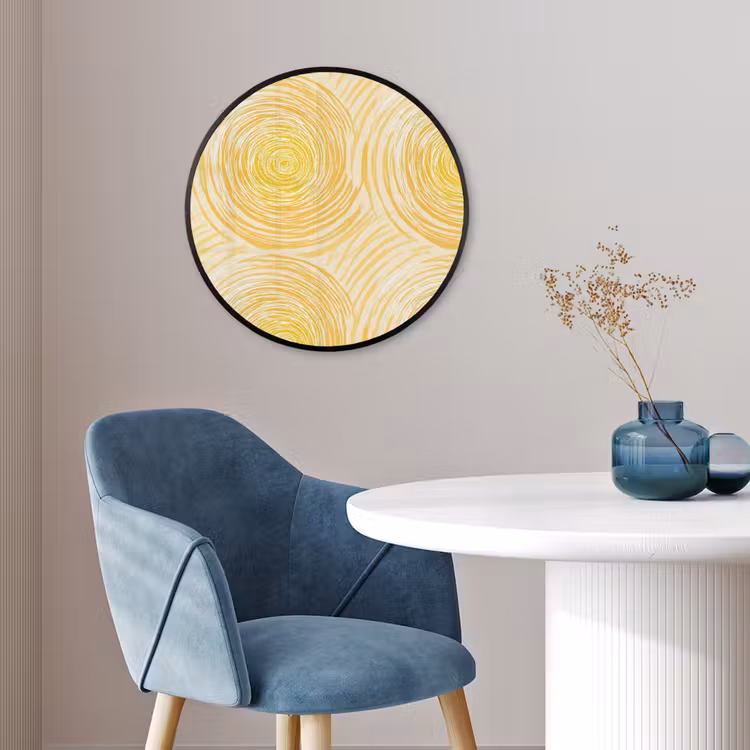 Cirkels - Abstract - Artistiek - Geel Fotolijst rond zonder passe partout klein 856 -sfeer2