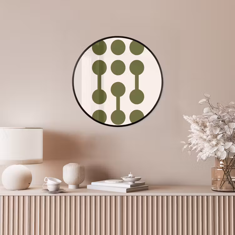 Cirkels - Geometrisch - Abstract - Modern - Groen Fotolijst rond zonder passe partout klein -sfeer3