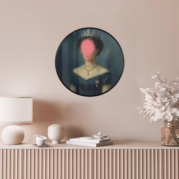 Kroon - Roze druipend verf - Portret Fotolijst rond zonder passe partout klein -sfeer3