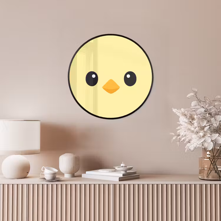 Kuiken - Vrolijk - Geel - Minimalistisch Fotolijst rond zonder passe partout klein -sfeer3
