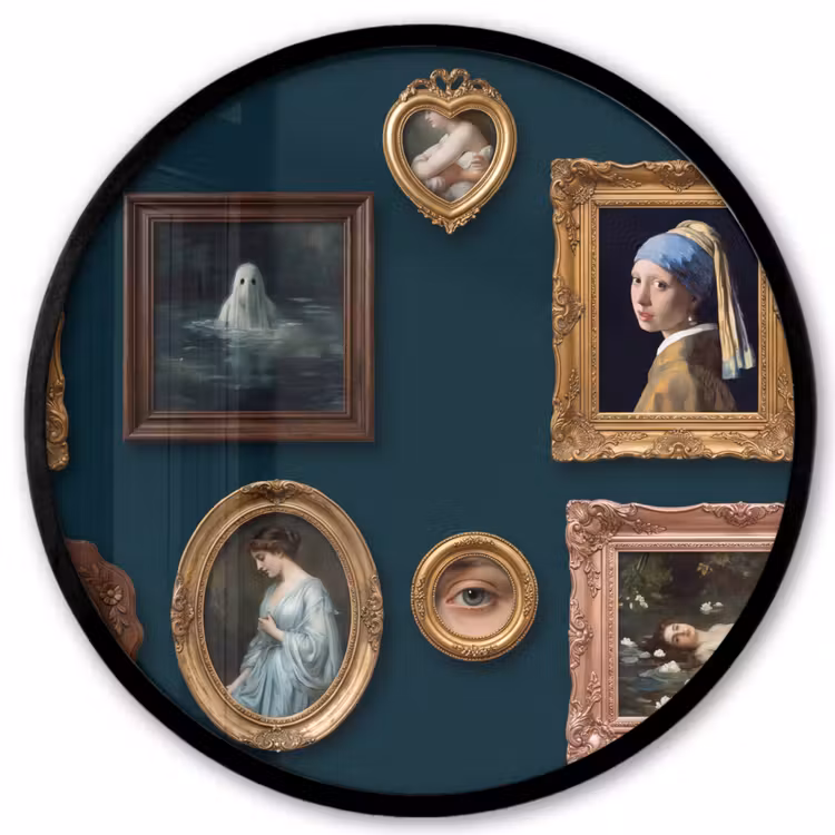 Kunst - Schilderijen - Decoratie - Klassiek - Groen Fotolijst rond zonder passe partout klein -3d