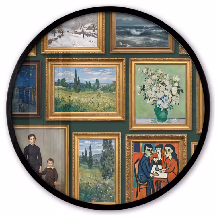 Kunst - Schilderijen - Collectie - Klassiek - Groen Fotolijst rond zonder passe partout klein -3d