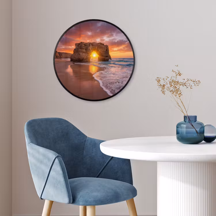Kust - Rots - Zonsondergang - Zee - Natuur Fotolijst rond zonder passe partout klein -sfeer2