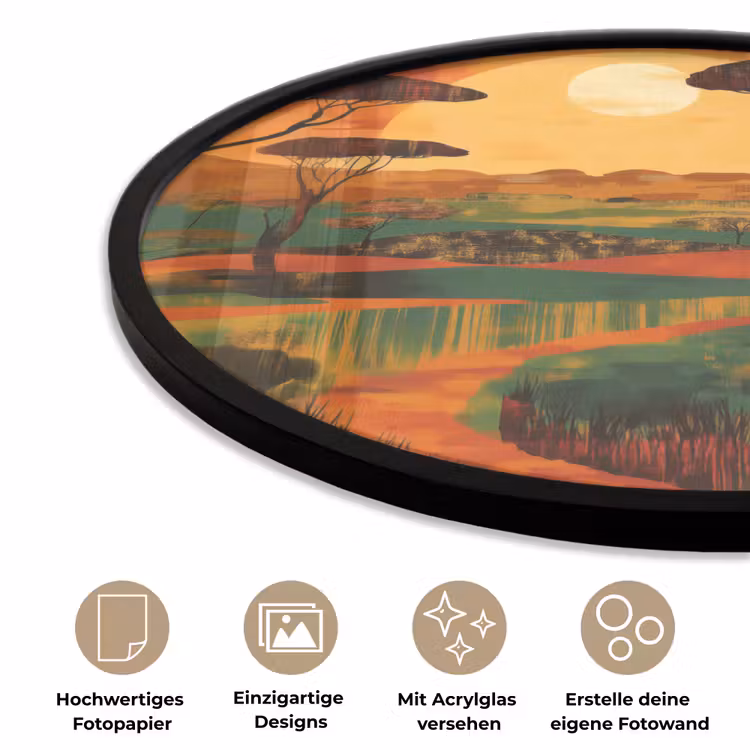 Landschap - Afrikaans - Zon Fotolijst rond zonder passe partout klein -closeup_DE