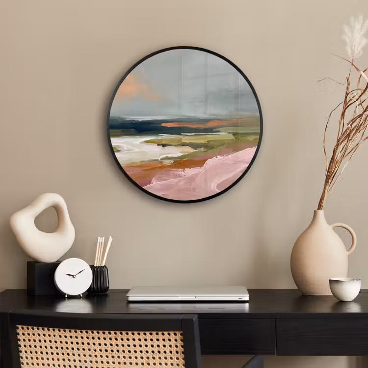 Landschap - Rivier - Abstract - Roze - Groen Fotolijst rond zonder passe partout klein -sfeer1
