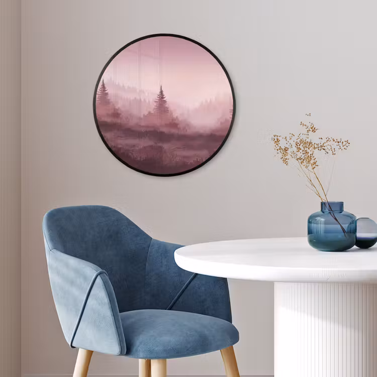 Landschap - Mistig - Roze Fotolijst rond zonder passe partout klein -sfeer2