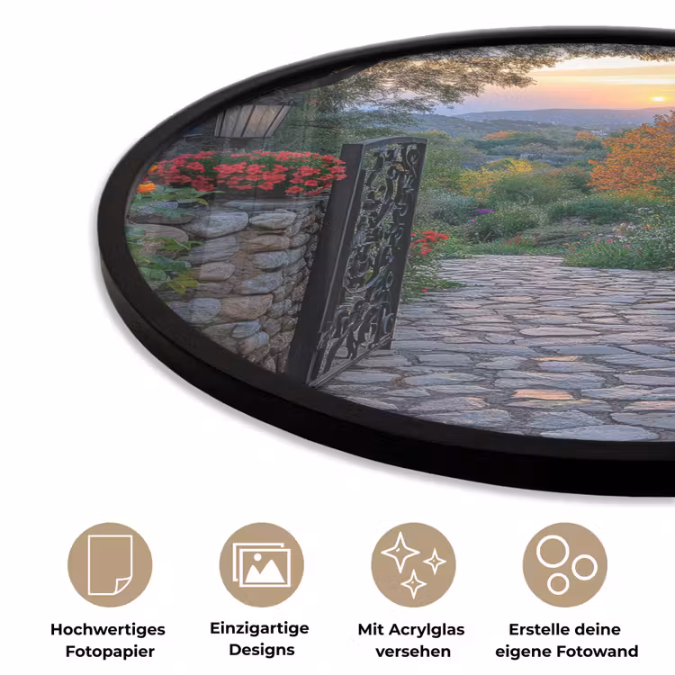 Landschap - Hek - Pad - Zonsondergang - Natuur Fotolijst rond zonder passe partout klein -closeup_DE
