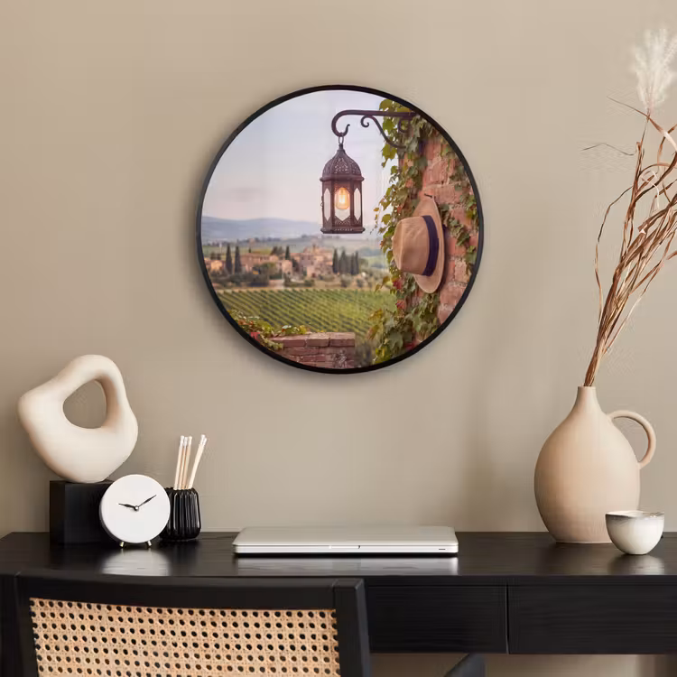 Lantaarn - Wijngaard - Landschap - Italiaans Fotolijst rond zonder passe partout klein -sfeer1