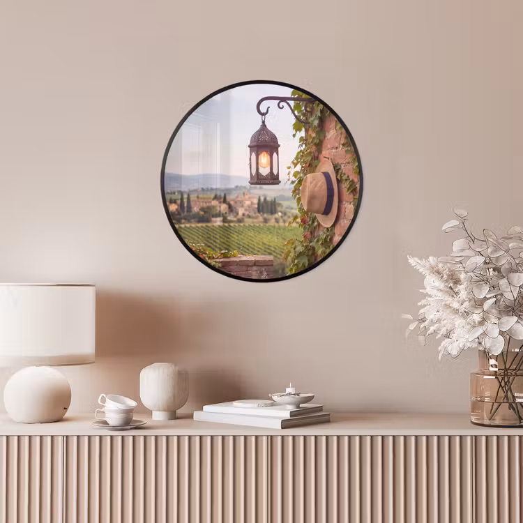 Lantaarn - Wijngaard - Landschap - Italiaans Fotolijst rond zonder passe partout klein -sfeer3
