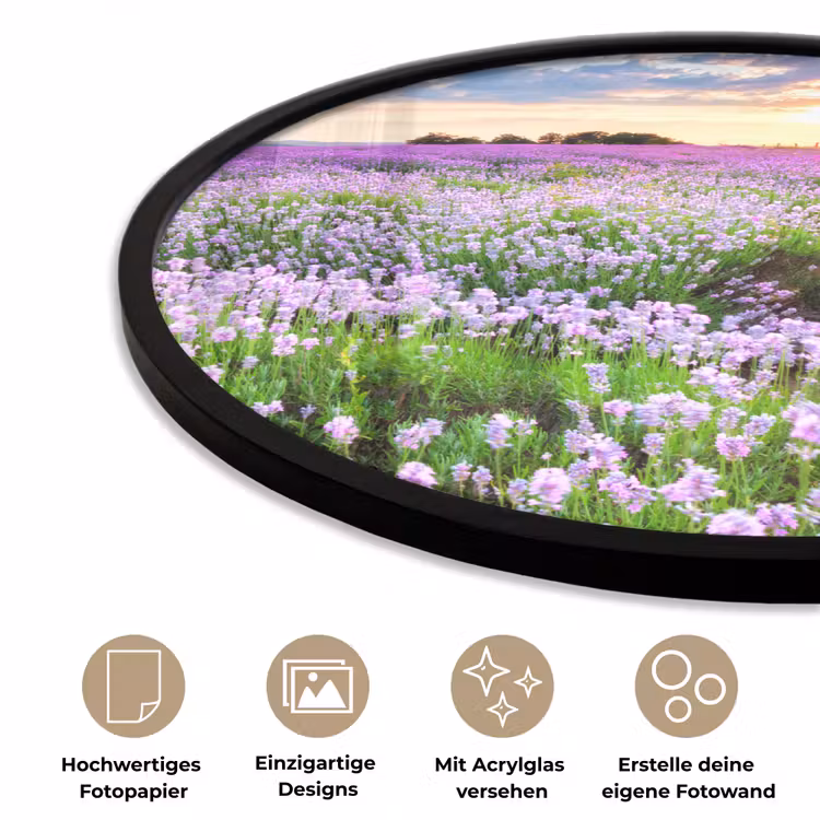Lavendel - Bloemen - Zonsondergang - Paars - Weide Fotolijst rond zonder passe partout klein -closeup_DE