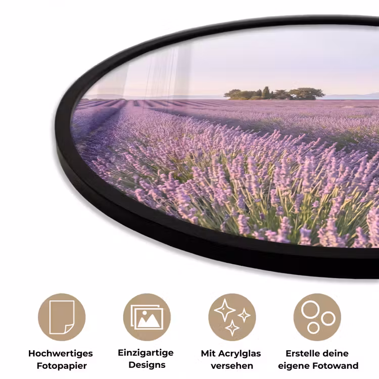 Lavendel - Landschap - Sereen - Paars Fotolijst rond zonder passe partout klein -closeup_DE
