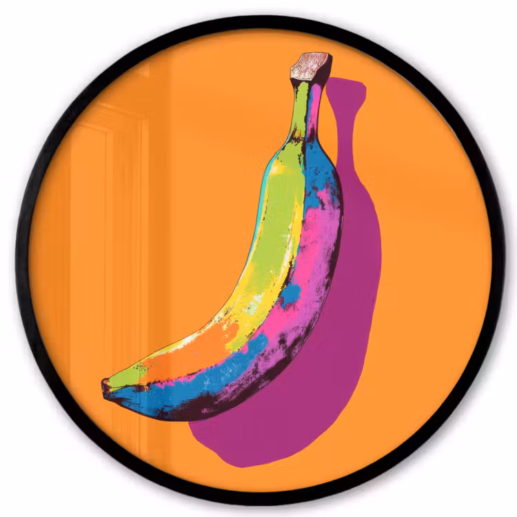 Felle kleuren - Banaan - popart Fotolijst rond zonder passe partout klein -3d