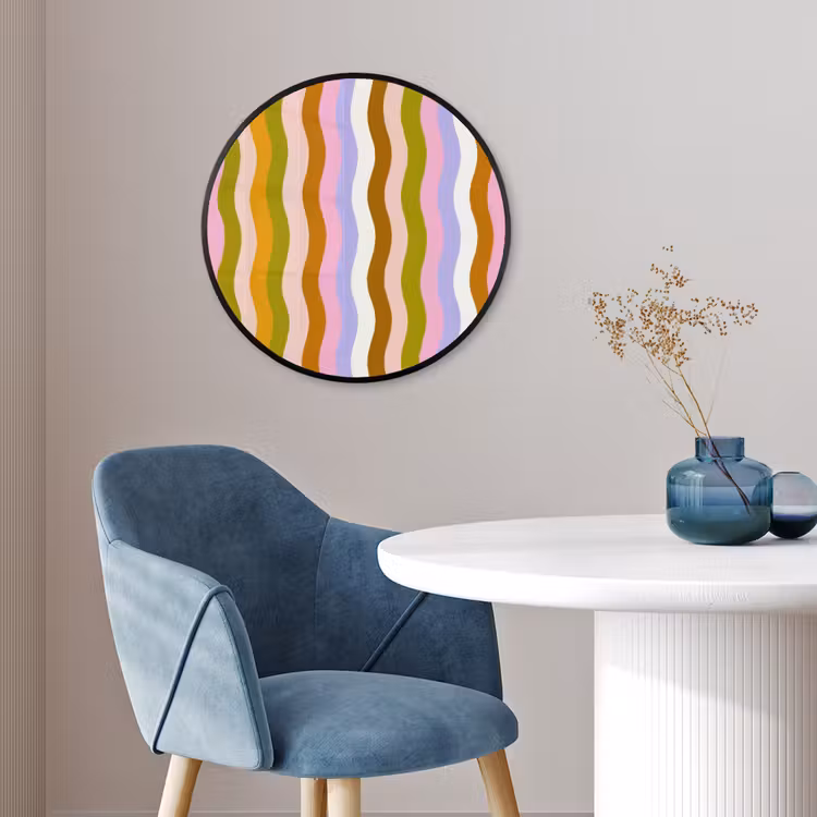 lijnen - Golven - Pastelkleuren - Patroon Fotolijst rond zonder passe partout klein -sfeer2