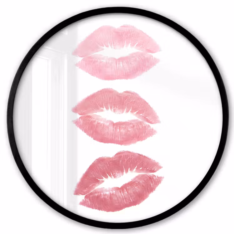 Lippen - Kusafdruk - Roze - Modern - Abstract Fotolijst rond zonder passe partout klein -3d