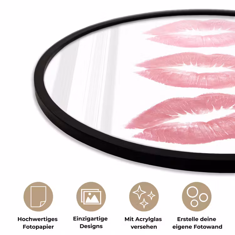 Lippen - Kusafdruk - Roze - Modern - Abstract Fotolijst rond zonder passe partout klein -closeup_DE