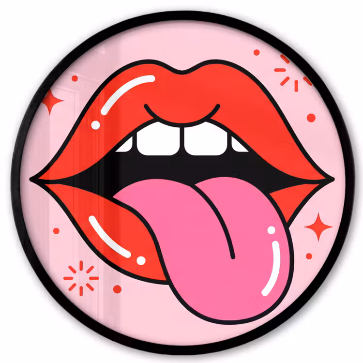 Lippen - Tong - Pop-art - Kleurrijk - Roze Fotolijst rond zonder passe partout klein -3d