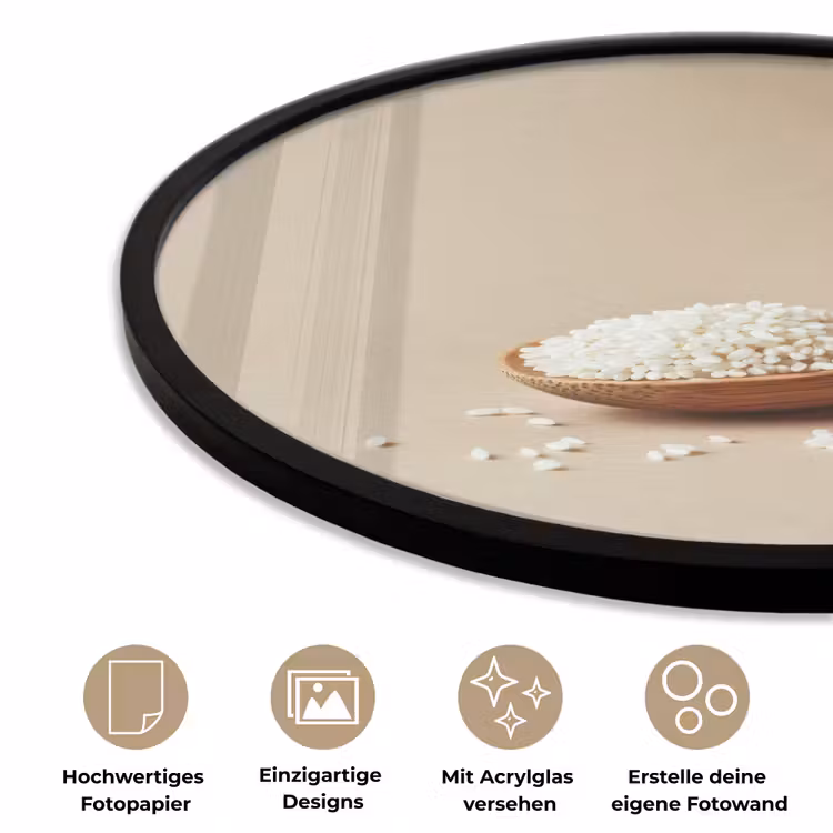 Lepel - Rijst - Hout - Beige Fotolijst rond zonder passe partout klein -closeup_DE
