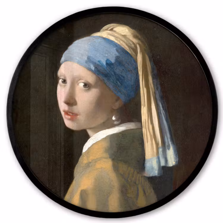 Meisje met de parel - Schilderij - Oude meesters - Vermeer Fotolijst rond zonder passe partout klein -3d