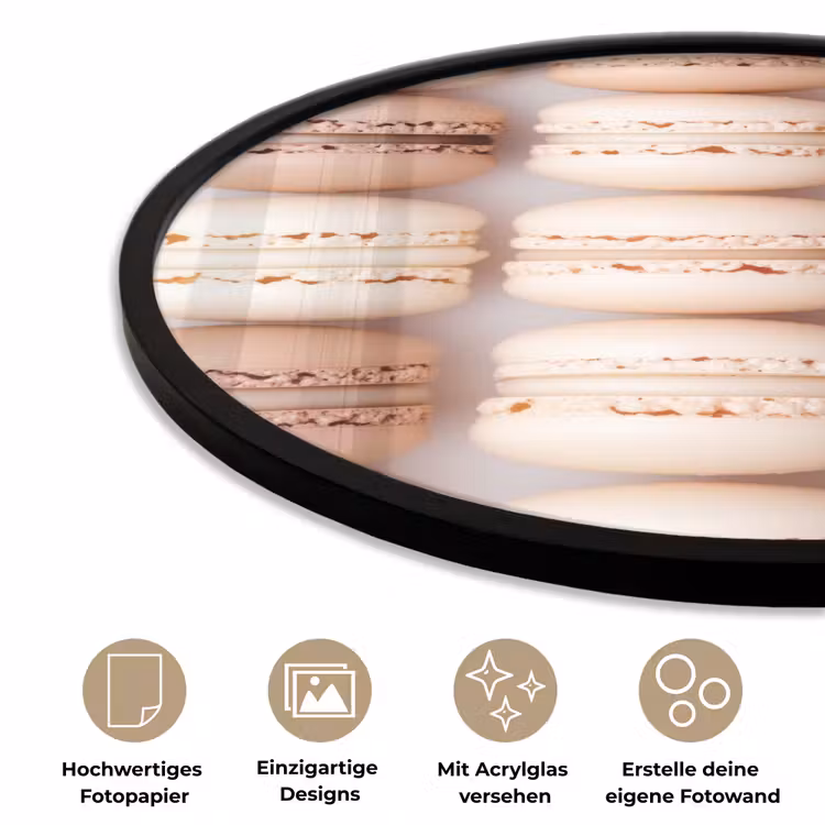Macarons - Beige - Bruin Fotolijst rond zonder passe partout klein -closeup_DE