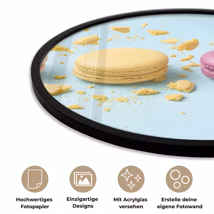Macarons - Kleurrijk - Pastel Fotolijst rond zonder passe partout klein -closeup_DE