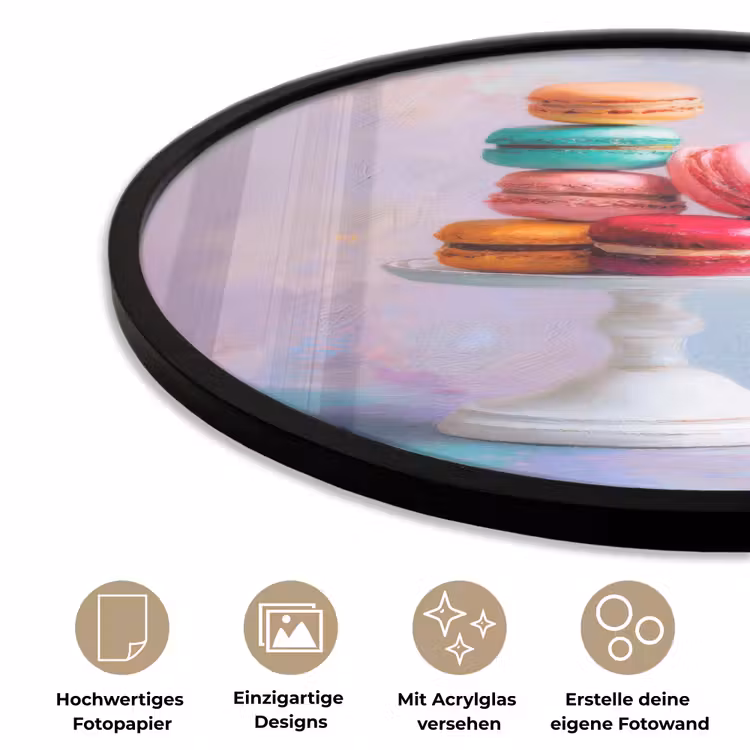 Macarons - Schaal - Pastel - Kleurrijk Fotolijst rond zonder passe partout klein -closeup_DE