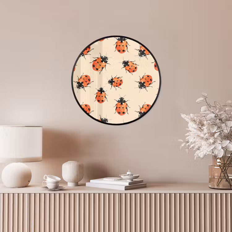 Lieveheersbeestjes - Patroon - Rood Fotolijst rond zonder passe partout klein 856 -sfeer3