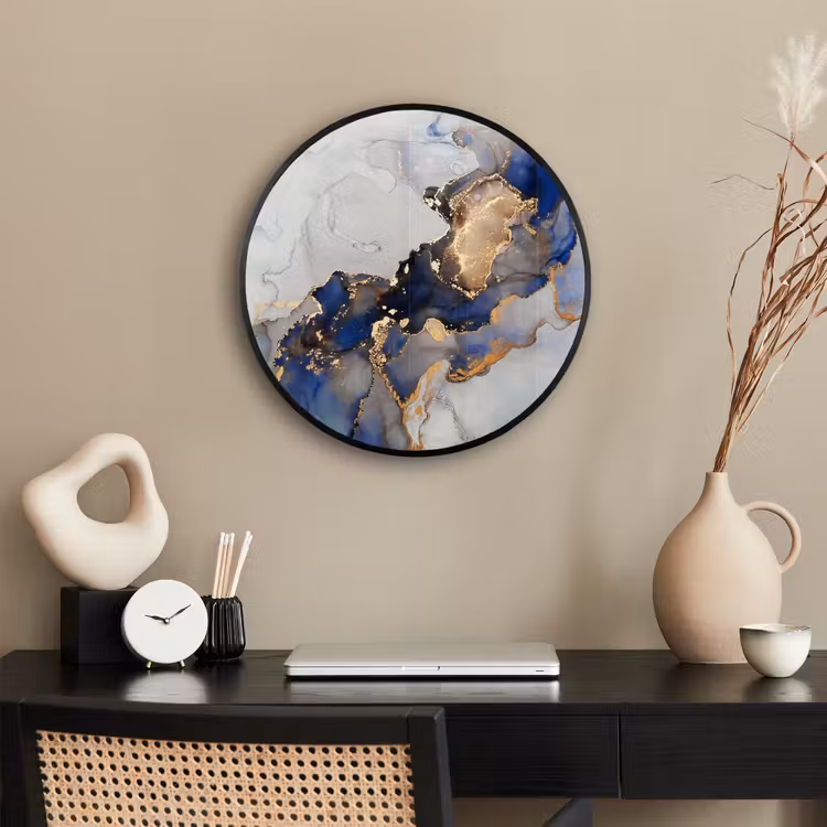 Marmer - Blauw - Goud Fotolijst rond zonder passe partout klein -sfeer1