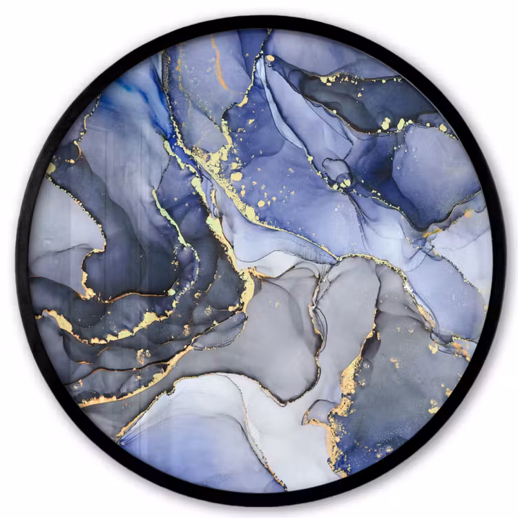 Marmer - Goud - Abstract - Blauw Fotolijst rond zonder passe partout klein -3d