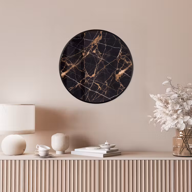 Marmer - Goud - Abstract - Zwart Fotolijst rond zonder passe partout klein -sfeer3
