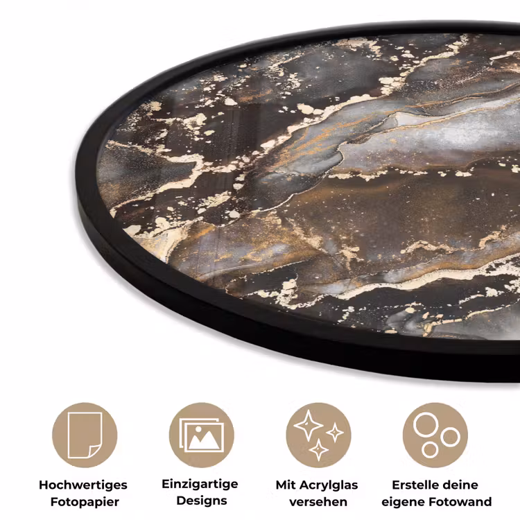 Marmer - Goud - Glitter - Luxe Fotolijst rond zonder passe partout klein -closeup_DE