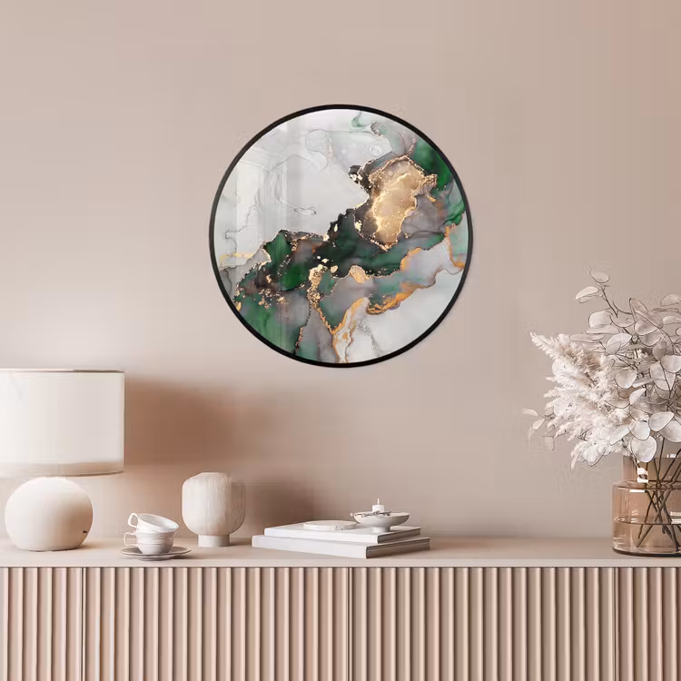 Marmer - Goud - Groen - Luxe Fotolijst rond zonder passe partout klein -sfeer3