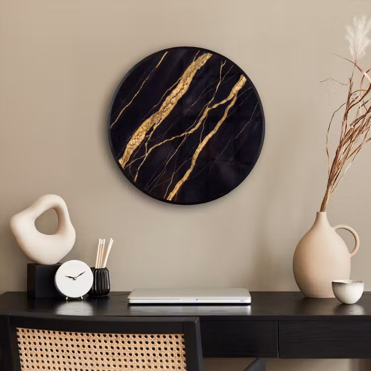 Marmer - Goud - Textuur - Abstract - Zwart Fotolijst rond zonder passe partout klein -sfeer1