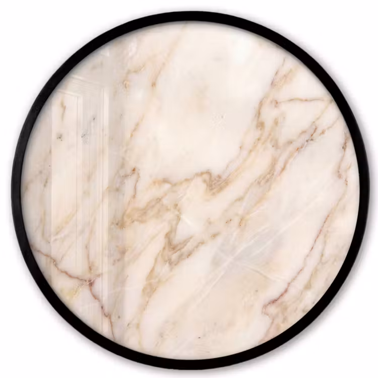 Marmer - Ader - Abstract - Wit - Goud Fotolijst rond zonder passe partout klein -3d