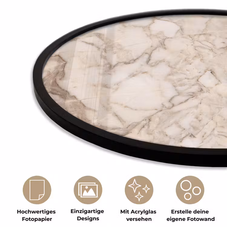 Marmer - Aderen - Textuur - Beige - Modern Fotolijst rond zonder passe partout klein -closeup_DE