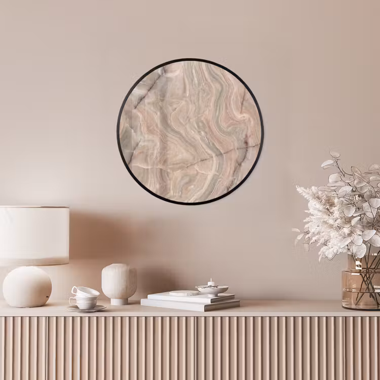 Marmer - Patroon - Abstract - Beige - Groen Fotolijst rond zonder passe partout klein -sfeer3
