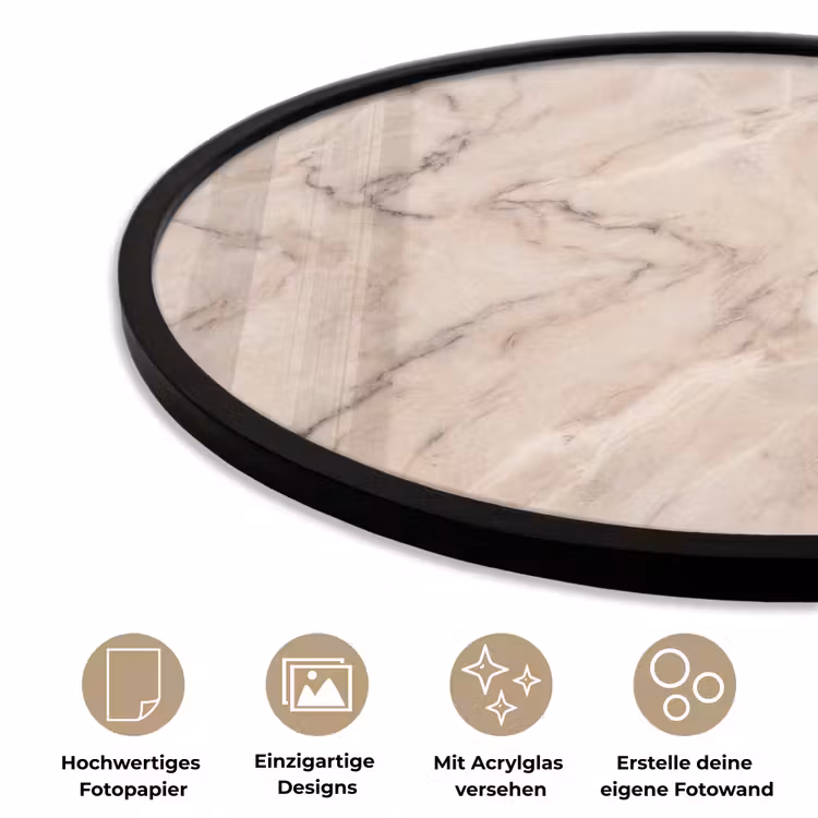 Marmer - Patroon - Abstract - Modern - Beige Fotolijst rond zonder passe partout klein -closeup_DE
