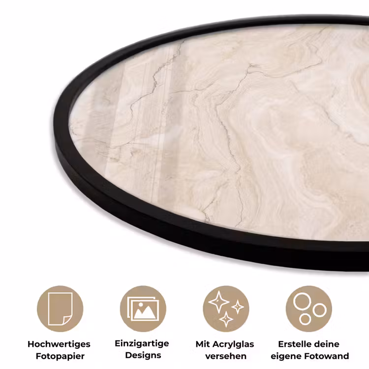 Marmer - Patroon - Beige - Steen - Abstract Fotolijst rond zonder passe partout klein -closeup_DE