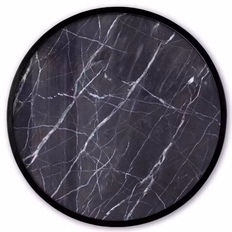 Marmer - Patroon - Modern - Zwart - Wit Fotolijst rond zonder passe partout klein -3d