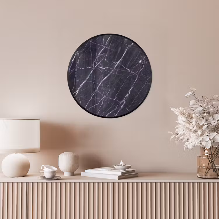 Marmer - Patroon - Modern - Zwart - Wit Fotolijst rond zonder passe partout klein -sfeer3