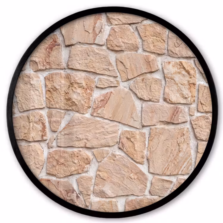 Muur - Steen - Patroon - Rustiek - Beige Fotolijst rond zonder passe partout klein -3d