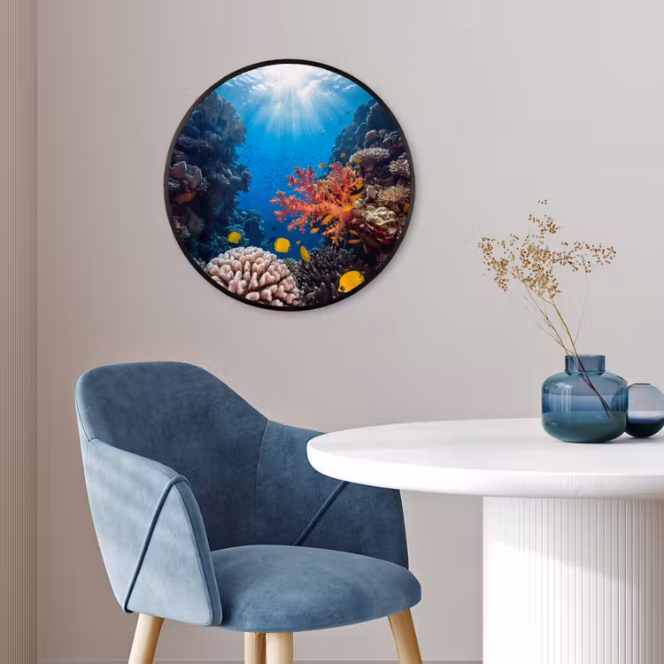 Zee - Koraalrif - Natuur - Levendig - Blauw Fotolijst rond zonder passe partout klein -sfeer2