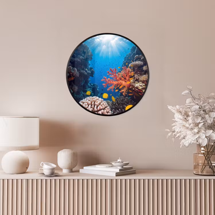 Zee - Koraalrif - Natuur - Levendig - Blauw Fotolijst rond zonder passe partout klein -sfeer3