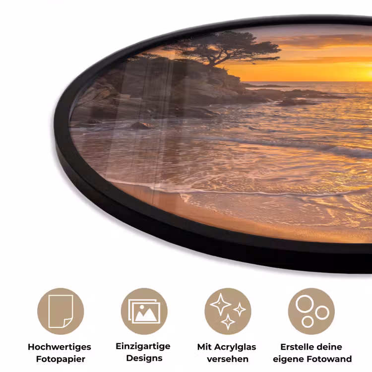 Zee - Kust - Zonsondergang - Natuur - Oranje Fotolijst rond zonder passe partout klein -closeup_DE