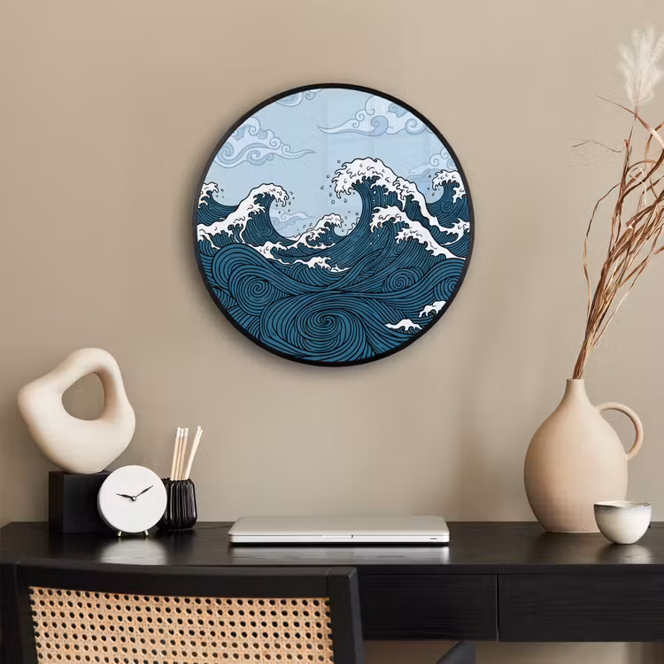Zee - Golven - Japans - Natuur - Blauw Fotolijst rond zonder passe partout klein -sfeer1