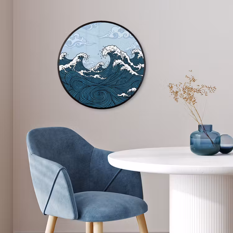 Zee - Golven - Japans - Natuur - Blauw Fotolijst rond zonder passe partout klein -sfeer2