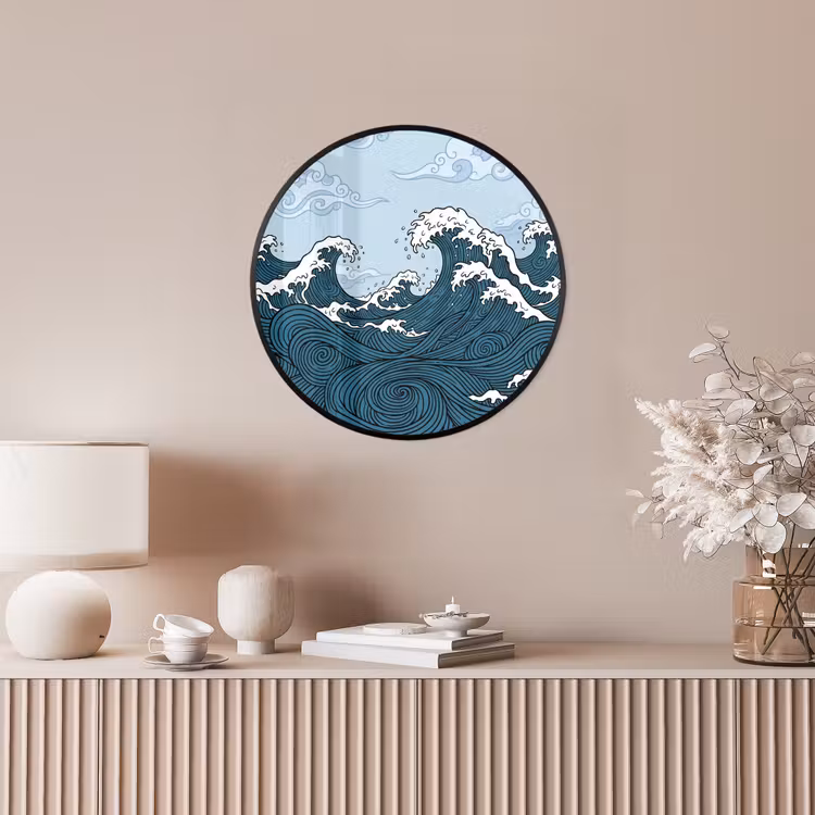 Zee - Golven - Japans - Natuur - Blauw Fotolijst rond zonder passe partout klein -sfeer3