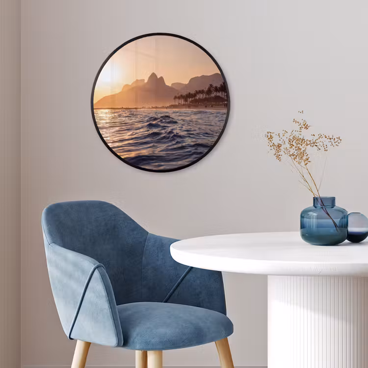 Zee - Golven - Zonsondergang - Kust - Goud Fotolijst rond zonder passe partout klein -sfeer2