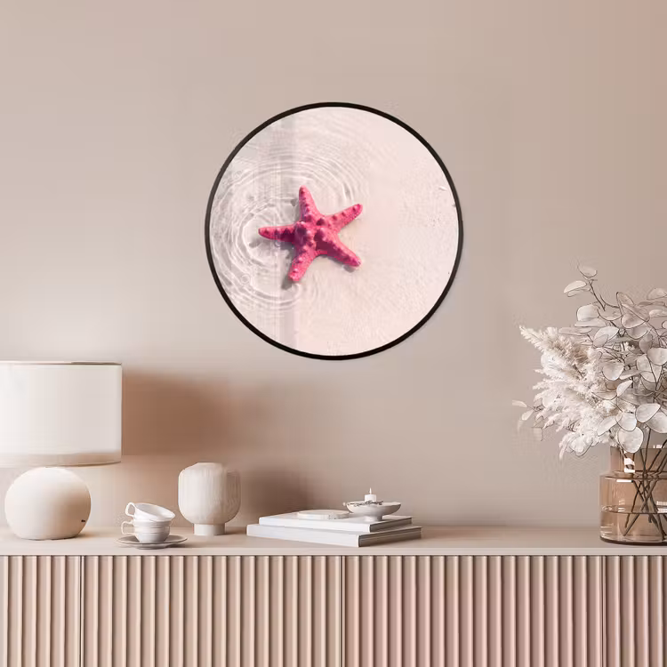 Zeeleven - Zeester - Strand - Roze - Water Fotolijst rond zonder passe partout klein -sfeer3