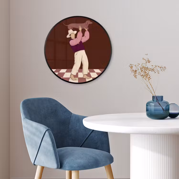 Mens - Hond - Dieren - Abstract - Roze Fotolijst rond zonder passe partout klein -sfeer2
