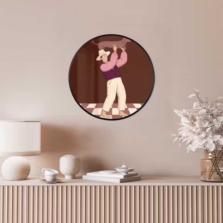 Mens - Hond - Dieren - Abstract - Roze Fotolijst rond zonder passe partout klein -sfeer3
